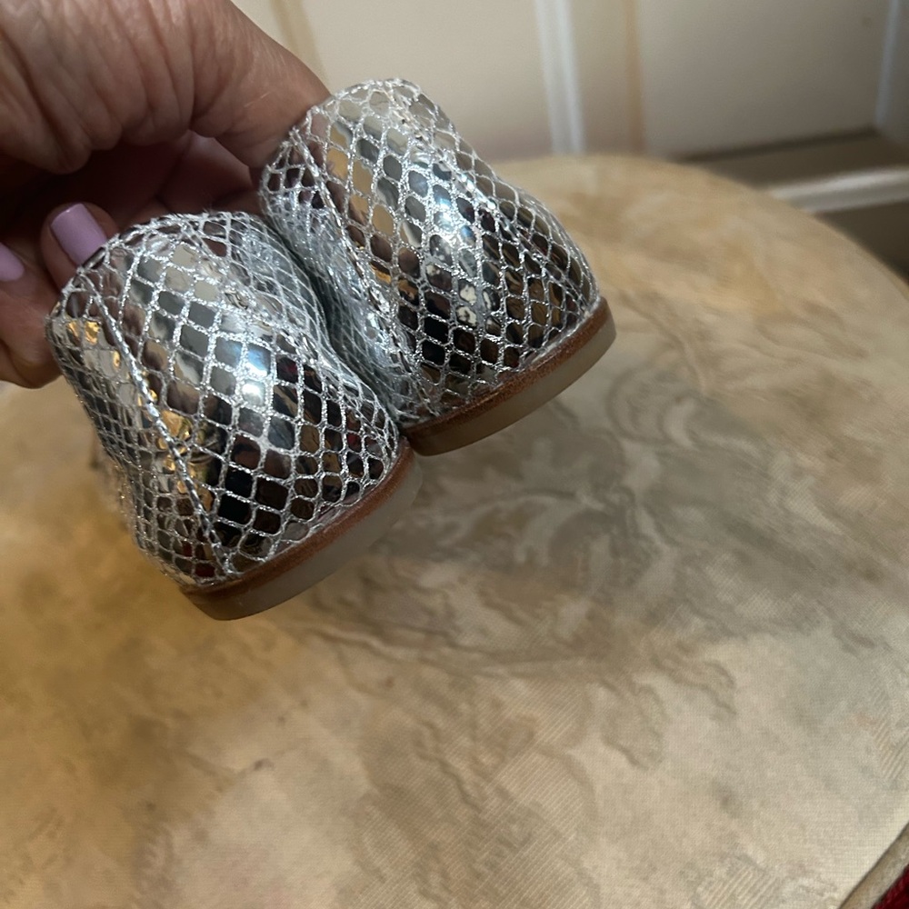 AGL Metallic Snakeskin print Soft Pointy Toes Loafers Sz 7.5 made in Italy - Picture 7 of 11